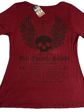 NWT Michael Ballard Full Throttle Saloon Sturgis Women’s Skull Shirt Size XL